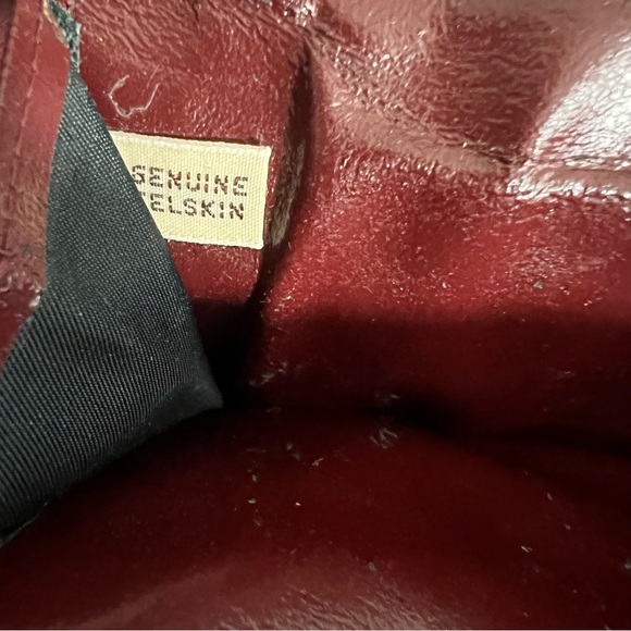 Vintage 80s Red Eel Skin Flap Zip Snap Wallet - Picture 5 of 6